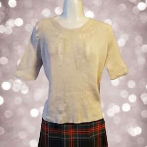 Peruvian‎ Collection Cream Ribbed Knit Sweater - Size Large